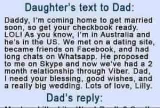 Daughter’s Text Dad About New Boyfriend, But Dad’s Response Is Hilarious